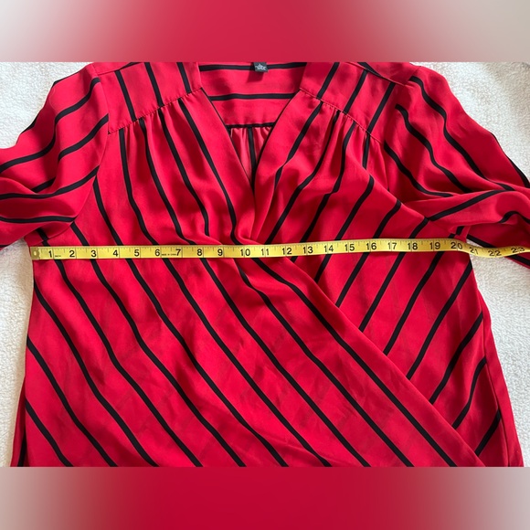 INC Designer Red & Black Striped Wrap Blouse Women’s Size Large - Picture 16 of 16